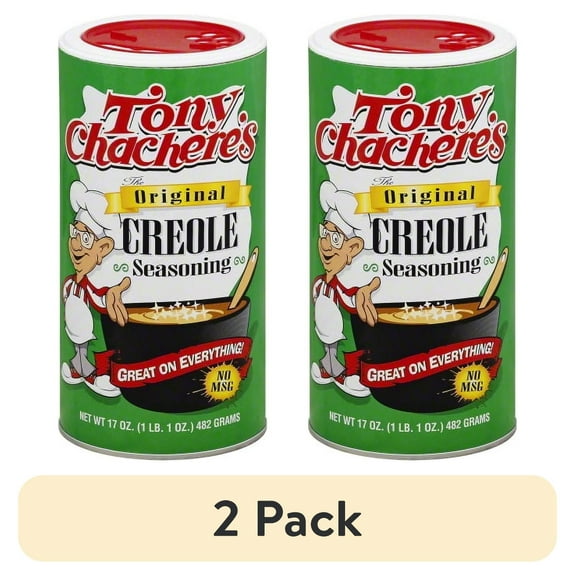 (2 pack) Tony Chachere's, Cajun, Creole, Original Seasoning, 17 oz, Shelf Stable, Nut Free, No MSG