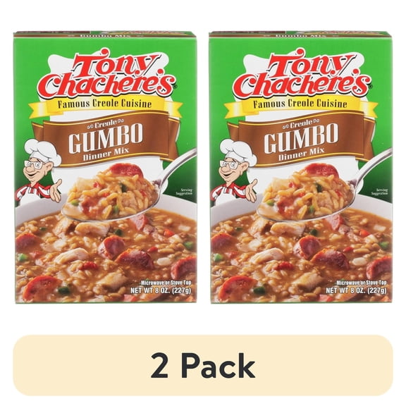 (2 pack) Tony Chachere's, Cajun, Gumbo, Rice Dinner, 1 Box, 8 oz, Shelf Stable, No MSG, Nut-Free