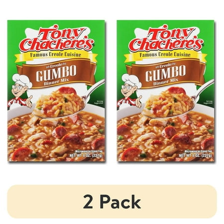 (2 pack) Tony Chachere's, Cajun, Gumbo, Rice Dinner, 1 Box, 8 oz, Shelf Stable, No MSG, Nut-Free