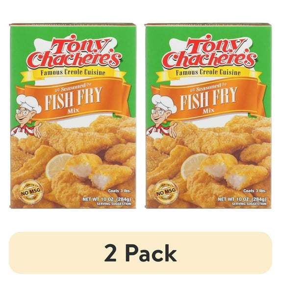 (2 pack) Tony Chachere's, Cajun, Seasoned Fish Fry, 10 oz, Shelf Stable, Granules, Crispy, Nut Free, No MSG