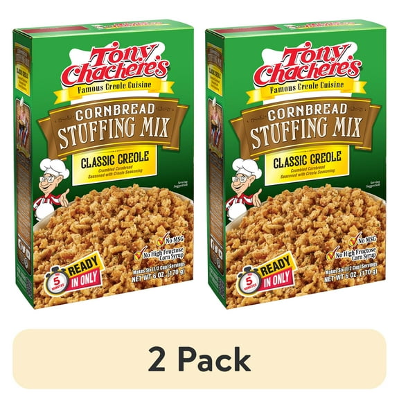 (2 pack) Tony Chachere's, Cornbread Stuffing Mix, Classic, Cajun, 6 oz, Shelf Stable