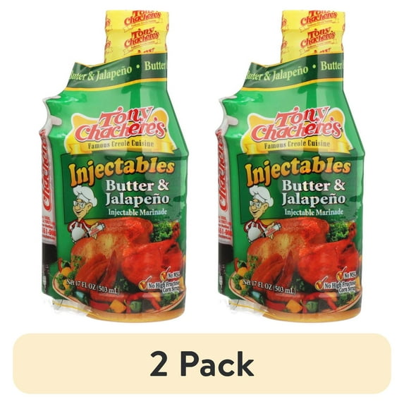 (2 pack) Tony Chachere’s, Marinade, Butter & Jalapeno, Cajun, Injectable, 17 fl oz