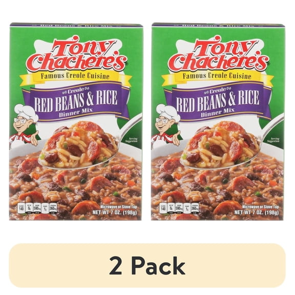 (2 pack) Tony Chachere’s, Rice, Dinner Mix, Cajun, Red Beans and Rice, 7 oz, Shelf-Stable