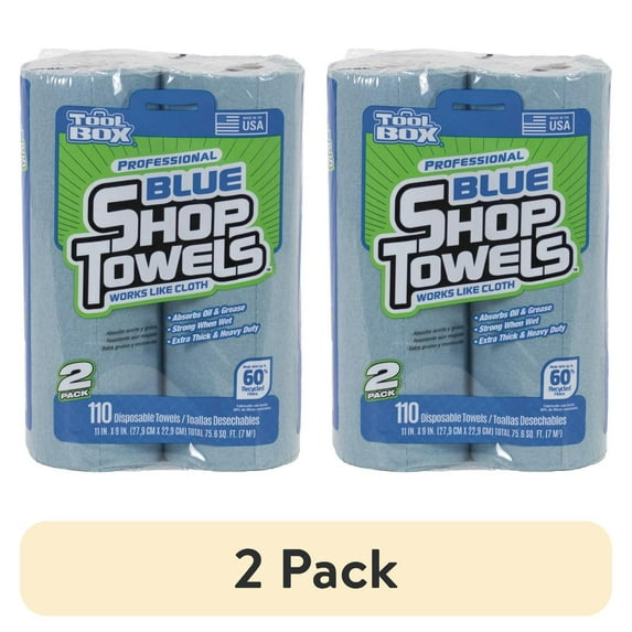(2 pack) ToolBox® Blue Shop Towel, 2 Rolls per Pack (55 Sheets per Roll)