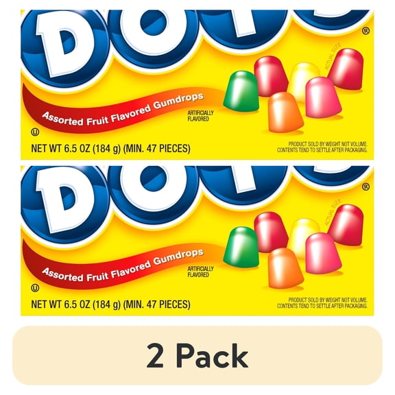 (2 pack) Tootsie, Dots Assorted Fruit Flavored Gumdrops, 6.5 oz. Peanut-Free, Gluten Free. Theater Box.
