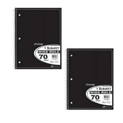(2 pack) Top Flight Standards 1-Subject Wirebound Notebook, 70 Sheets, College Rule, 10.5 x 8 Inches, 1 Notebook, Black Cover