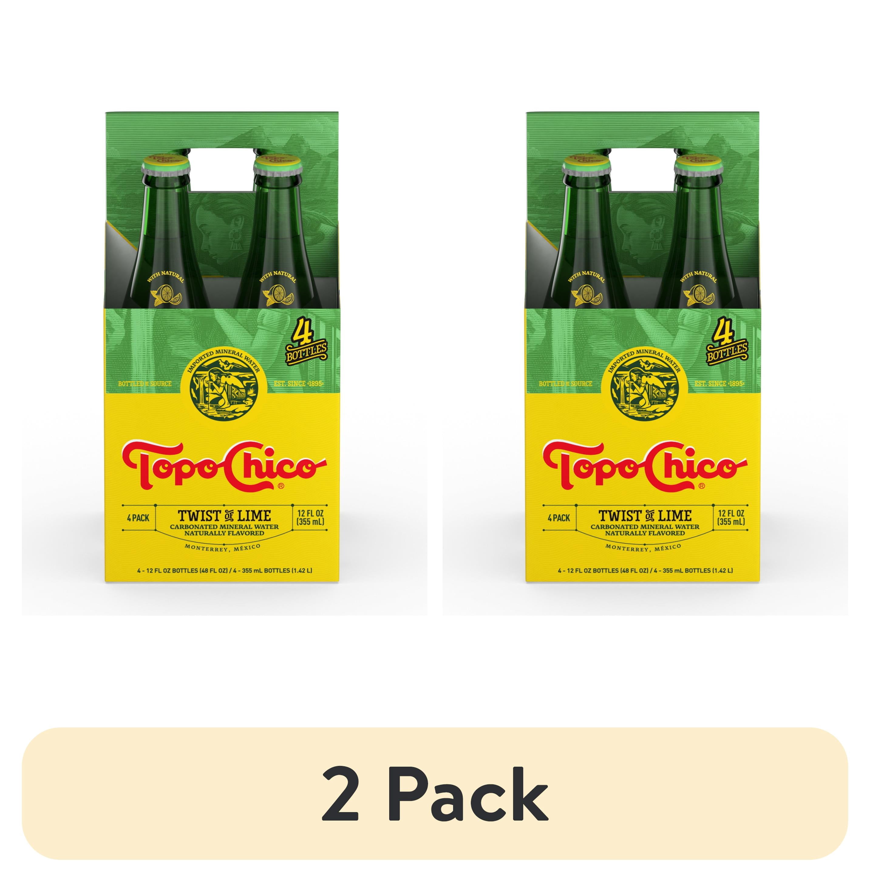 (2 pack) Topo Chico Mineral Water Twist of Lime Sparkling Water Glass Bottles, 12 fl oz, 4 Pack