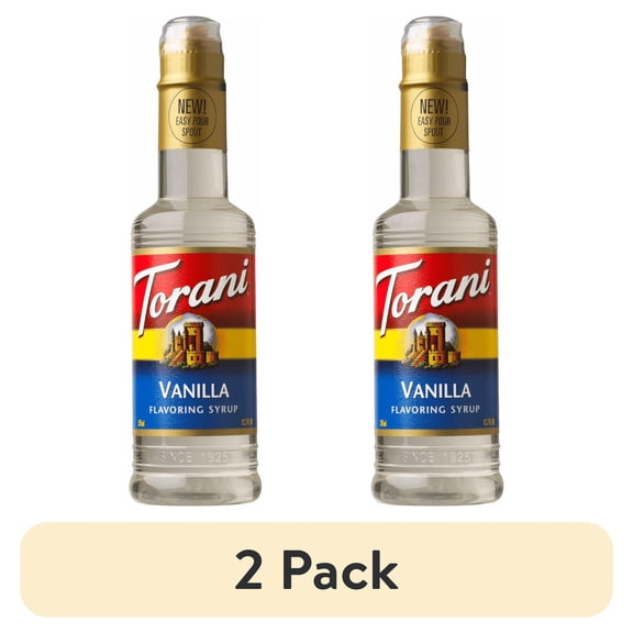 (2 pack) Torani Original Vanilla Syrup, Plastic Bottle, Drink Flavoring Syrup, No Known Allergens, 12.7 fl oz