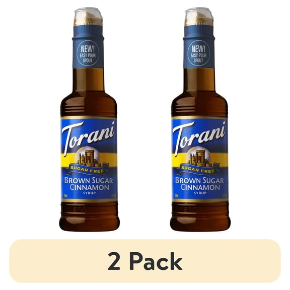(2 pack) Torani Sugar Free Brown Sugar Cinnamon Syrup, Zero Calorie, Authentic Coffeehouse Syrup, 12.7 oz