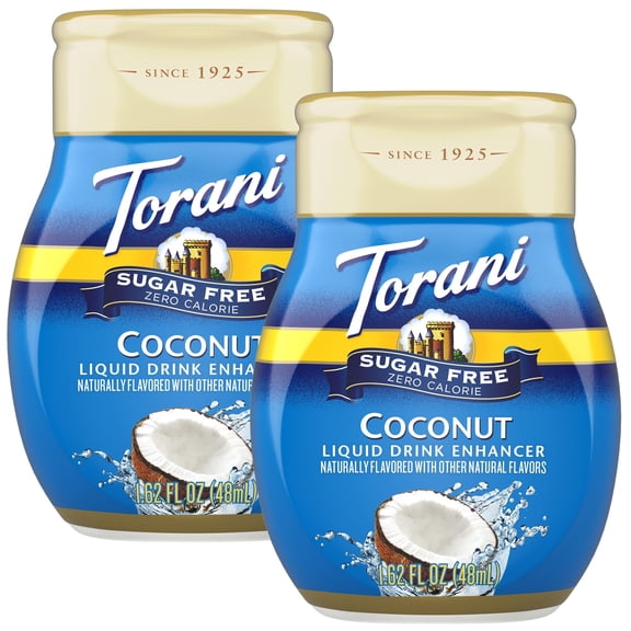 (2 pack) Torani Sugar Free Coconut Liquid Drink Enhancer, 1.62 fl oz