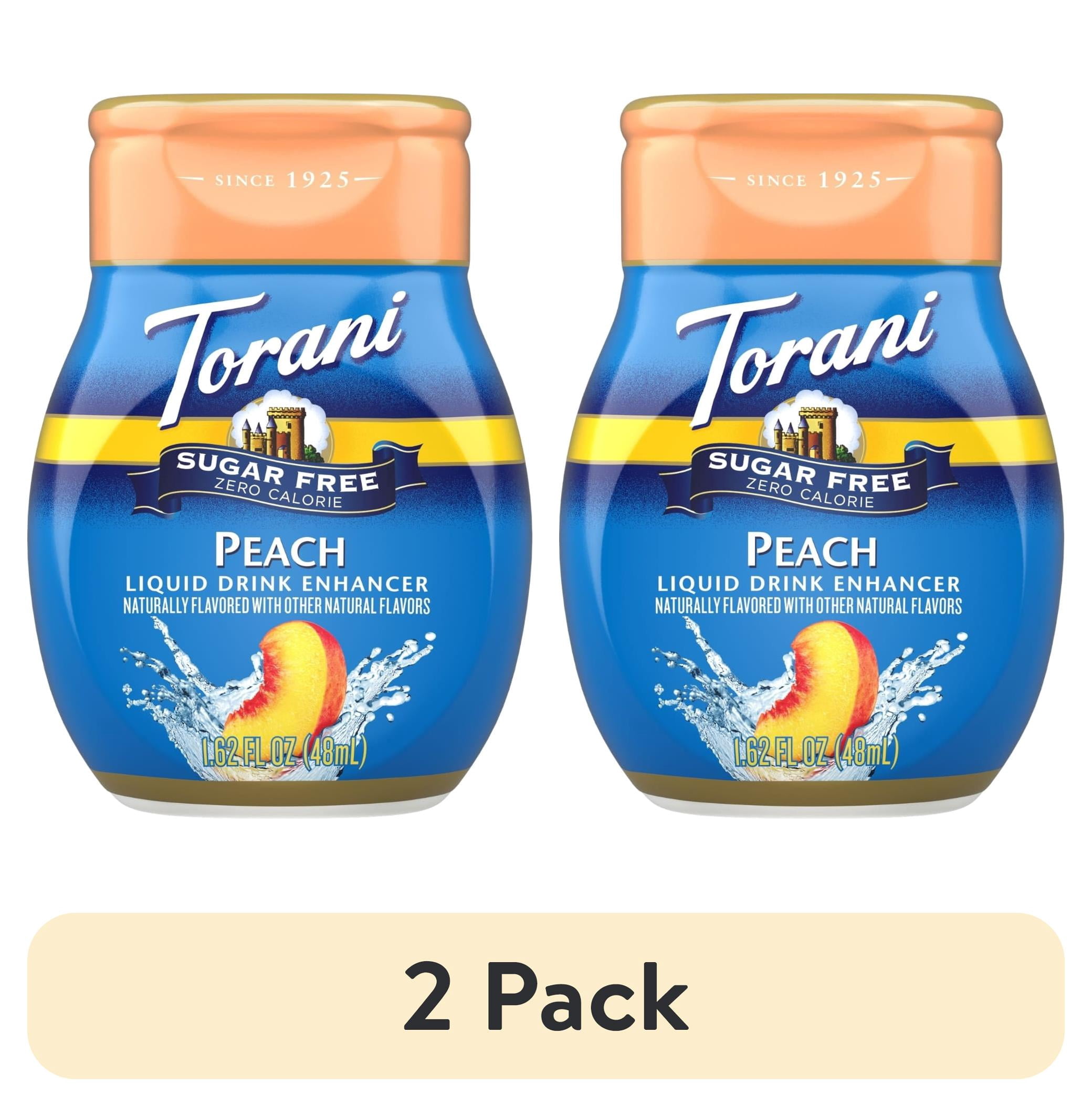 (2 pack) Torani Sugar Free Peach Liquid Drink Enhancer, 1.62 fl oz