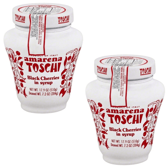 (2 pack) Toschi Amarena Vignola Black Cherries in Syrup, 17.9 oz Jar, Cherry Flavor