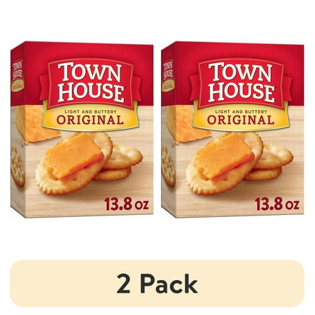 (2 pack) Town House Oven Baked Crackers, Party Snacks, Light and Buttery, Original, 13.8oz Box (1 Box)