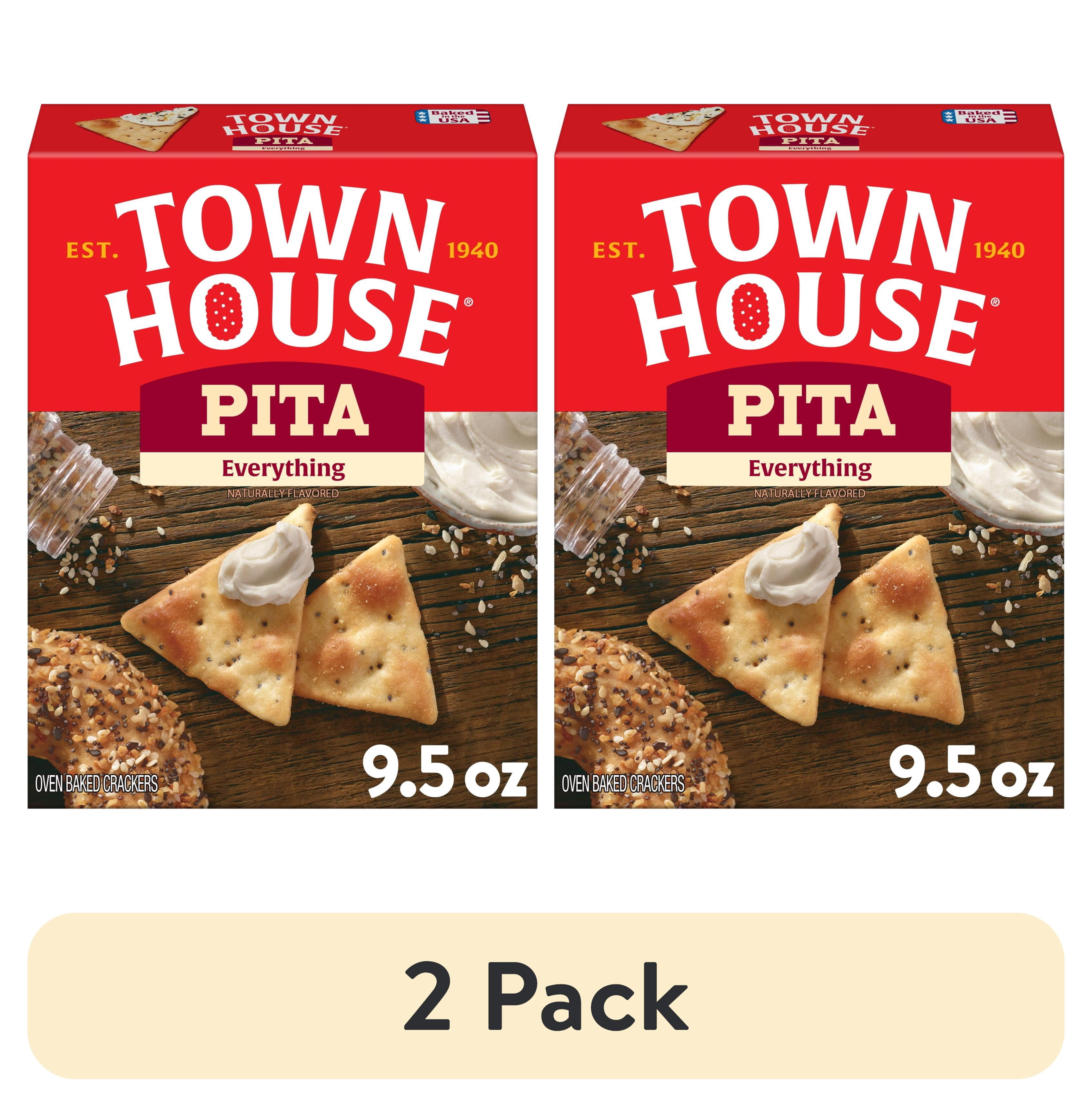 (2 pack) Town House Pita Everything Flavor Oven Baked Crackers, Salty Snacks, 9.5 oz