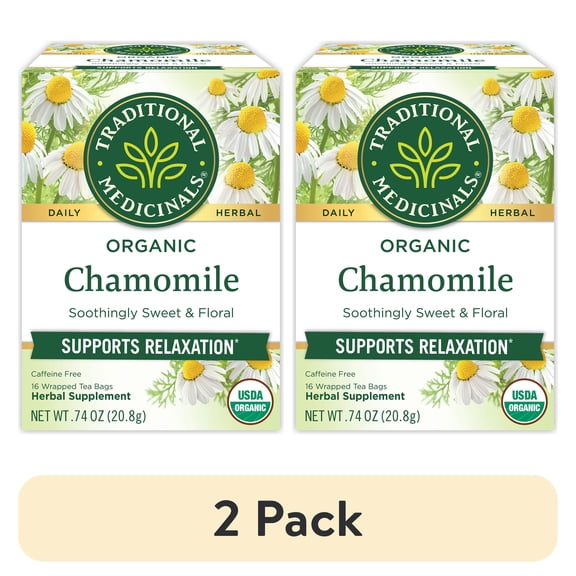 (2 pack) Traditional Medicinal Chamomile, Herbal Tea Bags, 16 Count
