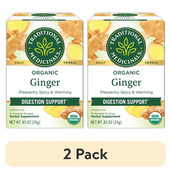(2 pack) Traditional Medicinal Ginger, Organic Tea Bags, 16 Count