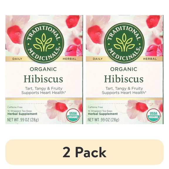 (2 pack) Traditional Medicinal Hibiscus, Organic Tea Bags, 16 Count