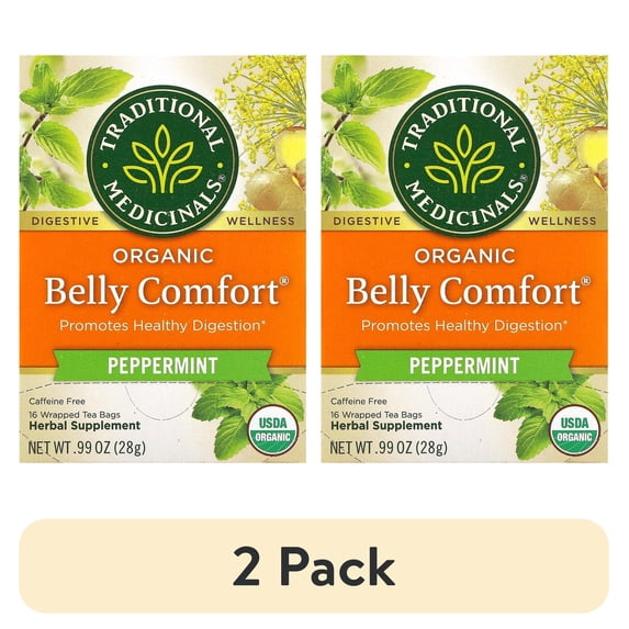 (2 pack) Traditional Medicinals Herbal Tea, Organic Belly Comfort Tea Bags, 16 Count
