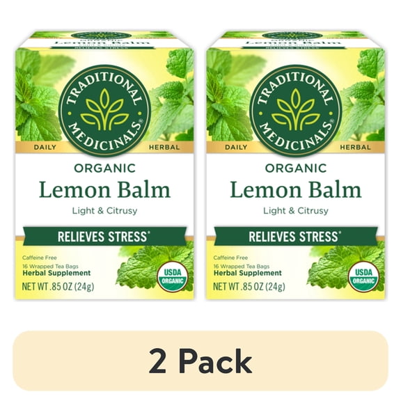 (2 pack) Traditional Medicinals, Organic Lemon Balm, Tea Bags, 16 Ct