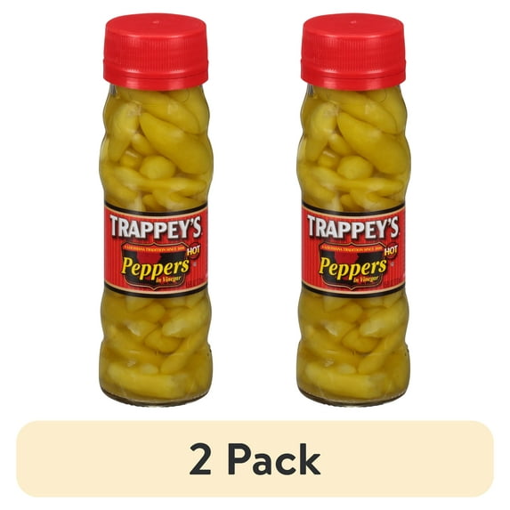 (2 pack) Trappey's Hot Peppers in Vinegar, 4.5-Ounce Glass Bottle