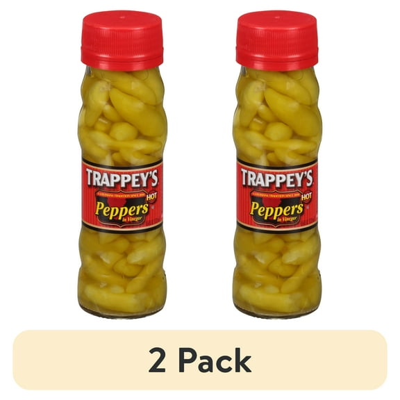 (2 pack) Trappey's Hot Peppers in Vinegar, 4.5-Ounce Glass Bottle