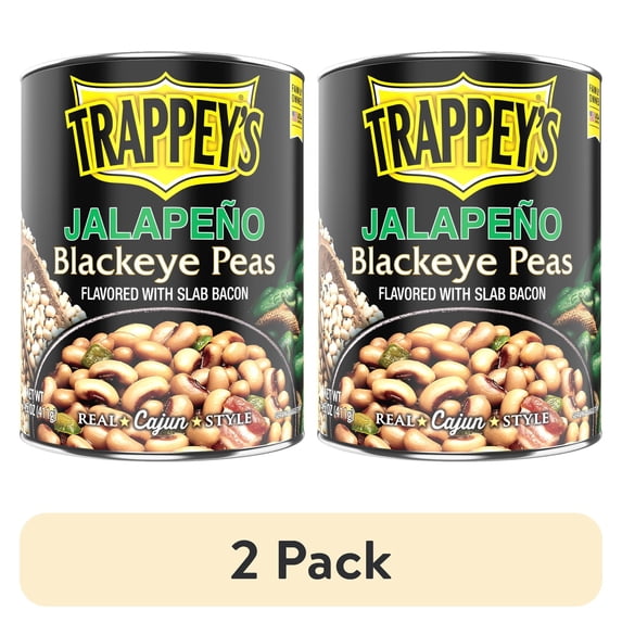 (2 pack) Trappey's Seasoned Jalapeno Black Eye Peas with Bacon, Canned Peas, 15.5 oz