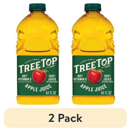 (2 pack) Tree Top 100% Apple Juice, No Sugar Added, No High Fructose Corn Syrup, 64 fl oz