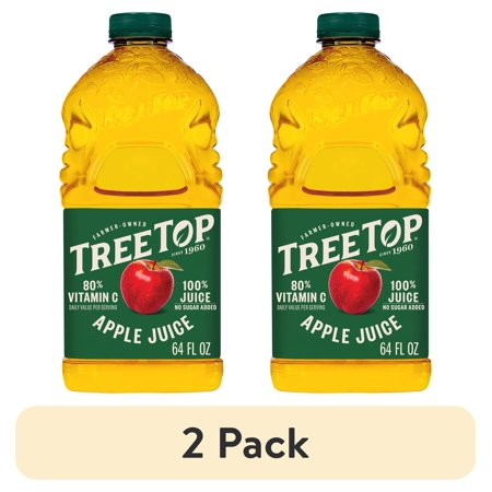 (2 pack) Tree Top 100% Apple Juice, Made with 100% Fruit Juice, 64 fl oz