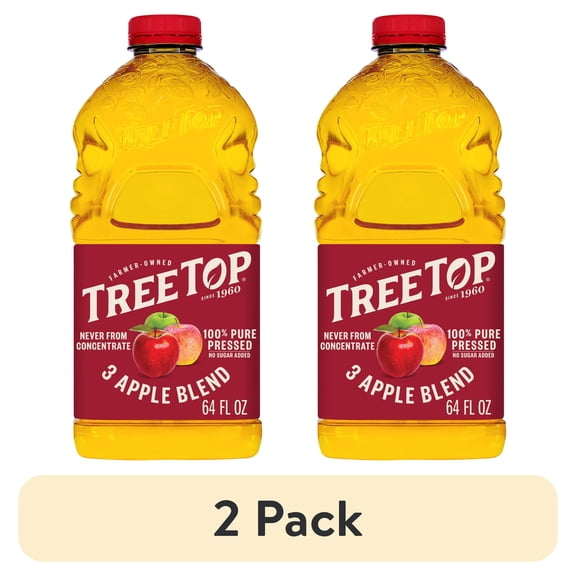 (2 pack) Tree Top 100% Pure Pressed 3 Apple Blend Juice, 64 fl Oz