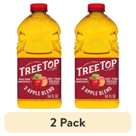(2 pack) Tree Top 100% Pure Pressed 3 Apple Blend Juice, Made with 100% Fruit Juice, 64 fl oz