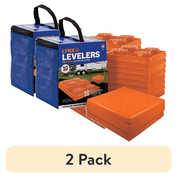 (2 pack) Tri-Lynx Lynx Levelers RV Leveling Blocks with Carry Bag, 10 Pack, Plastic