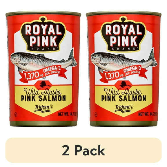 (2 pack) Trident Seafoods Royal Pink Wild Alaska Pink Salmon, Gluten-Free, 14.75 oz
