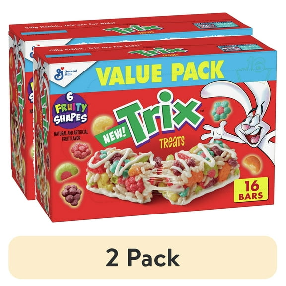 (2 pack) Trix Breakfast Cereal Treat Bars, Value Pack, 16 ct