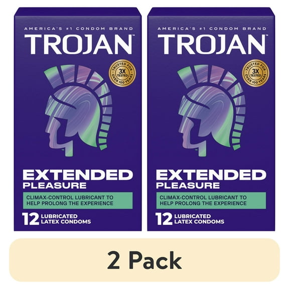 (2 pack) Trojan Extended Pleasure Climax-Control Latex Lubricated Condoms, 12 Count