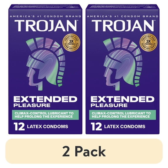 (2 pack) Trojan Extended Pleasure Climax-Control Latex Lubricated Condoms, 12 Count