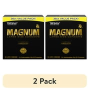 (2 pack) Trojan Magnum Lubricated Large Condoms, Lubricated Condoms, 36 Count Pack (2 pack) Trojan Magnum Lubricated Large Condoms, Lubricated Condoms, 36 Count Pack