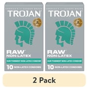 2 pack Trojan Raw Non-Latex Lubricated Thin Condoms for Men, America s Thinnest Latex-Free Condom, 10 count