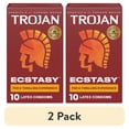thumbnail image 1 of (2 pack) Trojan Ecstasy Ribbed Bulbous Shape Latex Premium Lubricated Condoms, 10 Count, 1 of 11