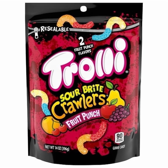 2 pack Trolli Fruit Punch Sour Brite Crawlers 14 Ounce Bag
