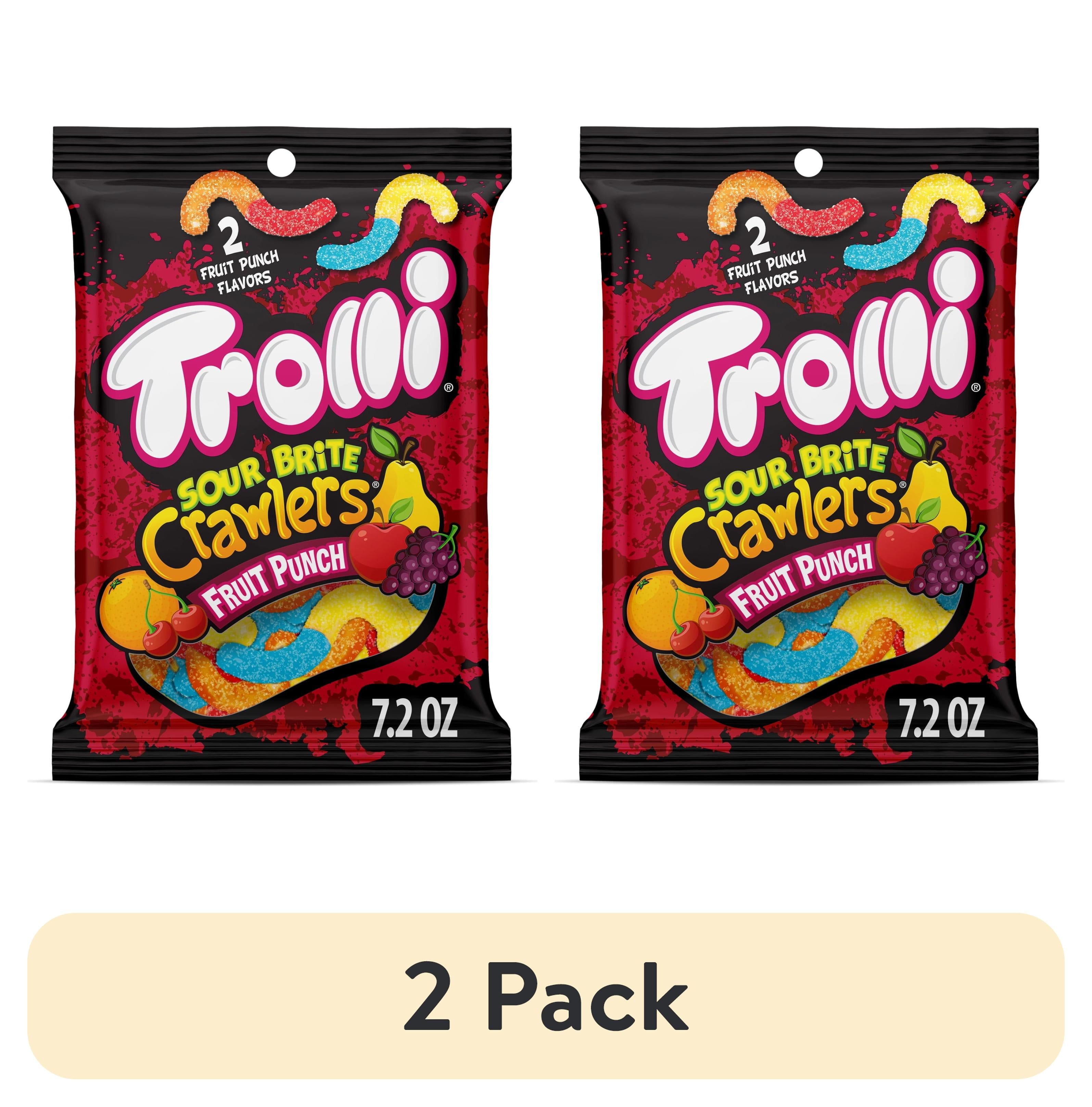 (2 pack) Trolli Sour Brite Crawlers Candy, Fruit Punch, Sweet and Sour, Gummy Worms, 7.2 oz