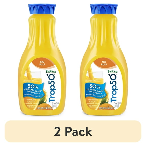 (2 pack) Tropicana Light Orange Fruit Juice, No Pulp, 52 fl oz