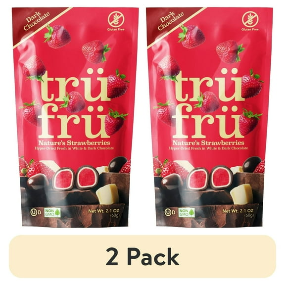 (2 pack) Tru Fru Grab & Go Hyper-Dried Real Strawberries in Dark Chocolate (2.1 oz)