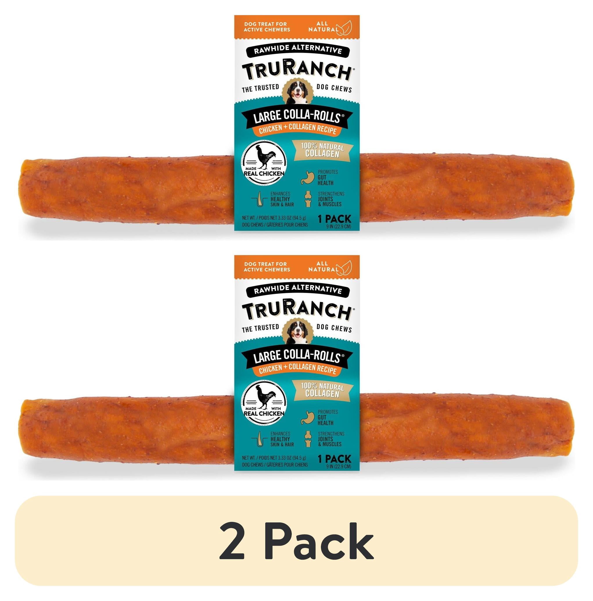 (2 pack) TruRanch All-Natural Rawhide Alternative Dog Treats, Large Collagen Roll, Chicken, 1 Pack