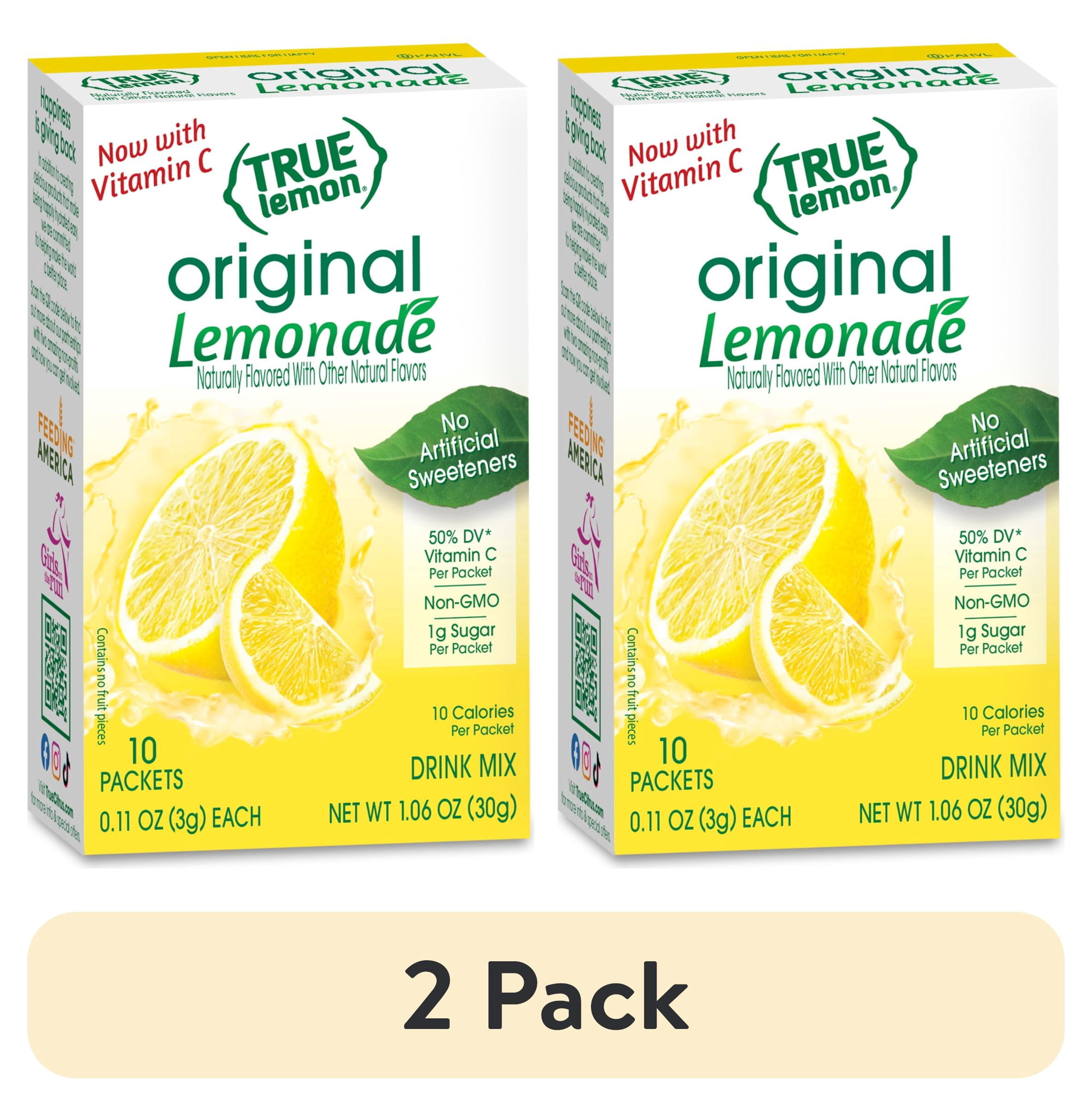 (2 pack) True Lemon Original Lemonade Drink Mix Powder, No Artificial Sweeteners, 1.06 oz., 10 Count Box