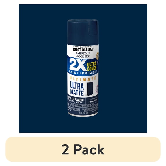 (2 pack) True Navy, Rust-Oleum American Accents 2X Ultra Cover Ultra Matte Spray Paint-344686, 12 oz