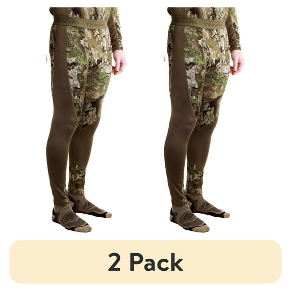 (2 pack) Tekari Men's Fleece Base Layer Hunting Pants, M-XL