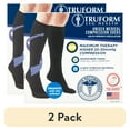 thumbnail interactive-video image 1 of (2 pack) Truform Microfiber Medical Compression Socks 20-30 mmhg Knee High Closed Toe Black Medium, 1 of 11