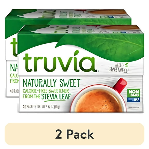 (2 pack) Truvia Natural Stevia Sweetener Packets, (Net Wt. 2.82 oz), 40 Count (Pack of 12)
