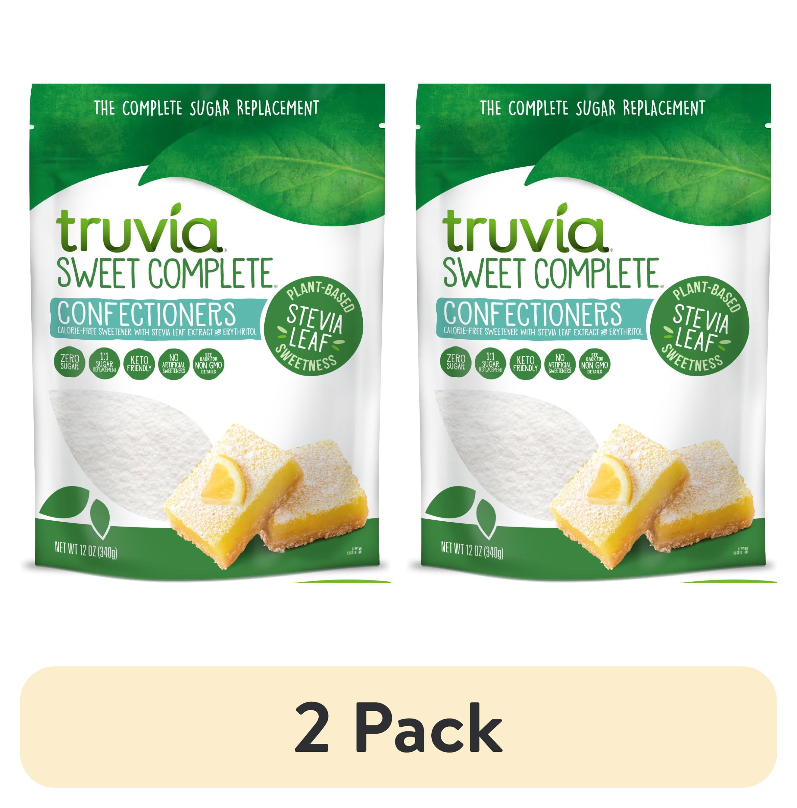 (2 pack) Truvia Sweet Complete Confectioners, Powdered Stevia Leaf Sweetener with Zero Calories, 12oz Bag