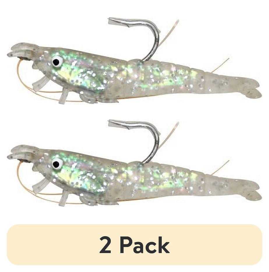 (2 pack) Tsunami Holographic Shrimp Soft Bait 3'' – Clear and Silver Glitter, 3‑Count